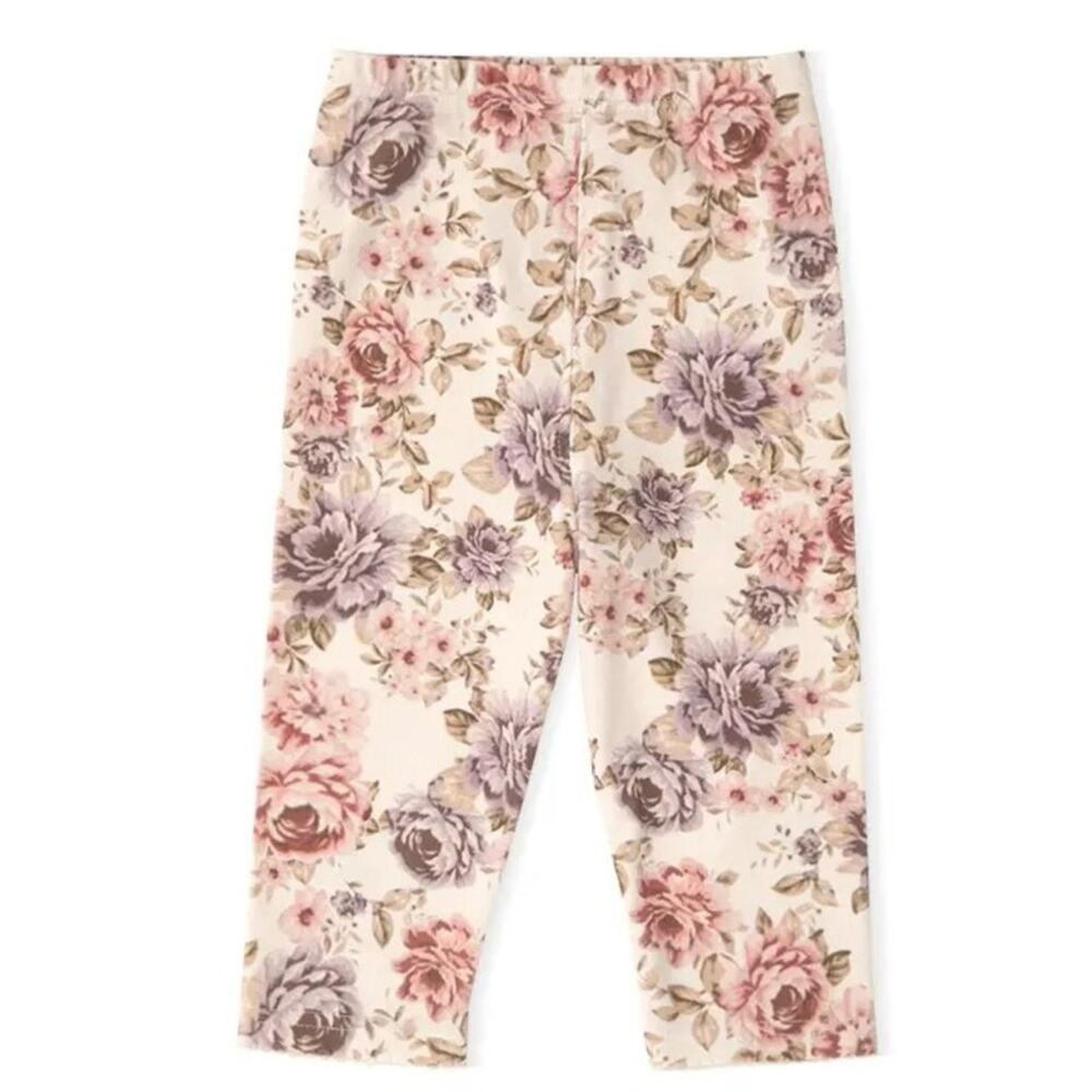 New baby girl flowered pull on pants 3-6 months